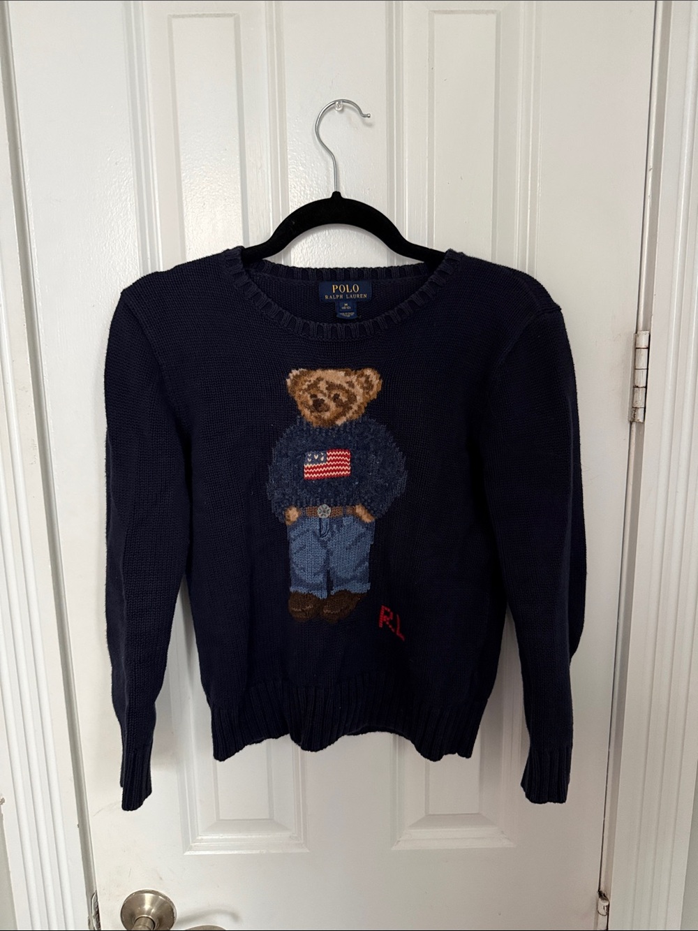 Ralph Lauren Navy Polo Bear Crewneck Sweater - Picture 2 of 3